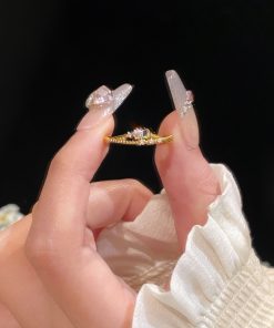 Stacked Zircon Ring for Women, Versatile Open Finger Ring, Skin Tone Enhancing, Fashionable 2025 Style, Trendy Jewelry Accessory