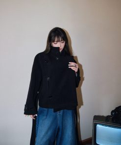 Stand Collar 100% Wool Double-Faced Short Overcoat for Women - Autumn Winter Fashion Essential