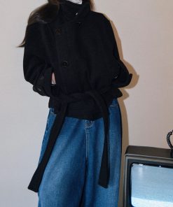 Stand Collar 100% Wool Double-Faced Short Overcoat for Women - Autumn Winter Fashion Essential