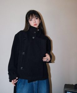 Stand Collar 100% Wool Double-Faced Short Overcoat for Women - Autumn Winter Fashion Essential