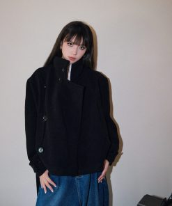 Stand Collar 100% Wool Double-Faced Short Overcoat for Women - Autumn Winter Fashion Essential