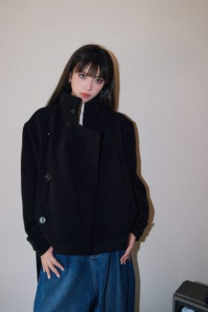 Stand Collar 100% Wool Double-Faced Short Overcoat for Women - Autumn Winter Fashion Essential