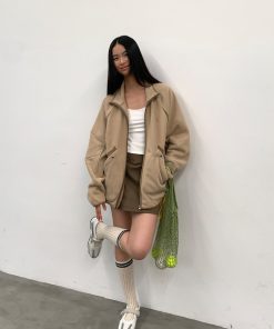 Stand Collar Spliced Antibacterial Fleece Jacket - Autumn/Winter 2025, Trendy Layering Piece, Casual Streetwear, Modern Fashion Essential