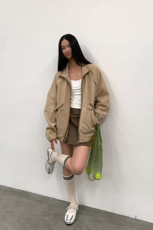 Stand Collar Spliced Antibacterial Fleece Jacket - Autumn/Winter 2025, Trendy Layering Piece, Casual Streetwear, Modern Fashion Essential