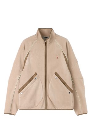 Stand Collar Spliced Antibacterial Fleece Jacket - Autumn/Winter 2025, Trendy Layering Piece, Casual Streetwear, Modern Fashion Essential