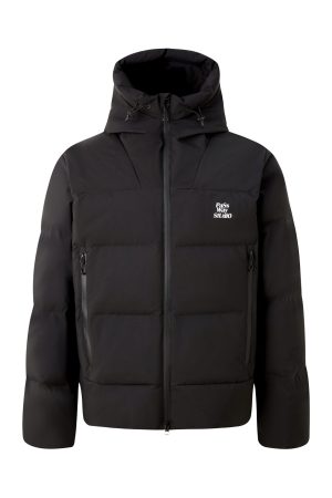 Stand-Up Collar Hooded Puffer Jacket with Logo Print, Versatile Thick Outerwear for Autumn Winter, Y2K Fashion