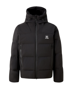 Stand-Up Collar Hooded Puffer Jacket with Logo Print, Versatile Thick Outerwear for Autumn Winter, Y2K Fashion