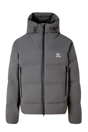 Stand-Up Collar Hooded Puffer Jacket with Logo Print, Versatile Thick Outerwear for Autumn Winter, Y2K Fashion