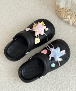 Star-Shaped Non-Slip Hole Shoes for Women - Thick-Soled Height-Increasing Summer Outdoor Slippers