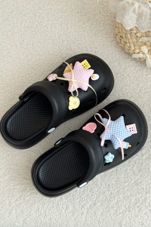 Star-Shaped Non-Slip Hole Shoes for Women - Thick-Soled Height-Increasing Summer Outdoor Slippers