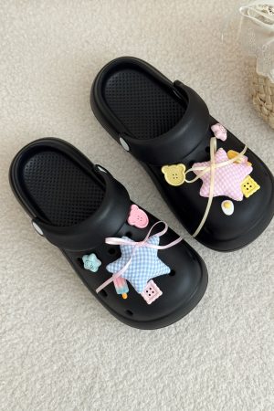 Star-Shaped Non-Slip Hole Shoes for Women - Thick-Soled Height-Increasing Summer Outdoor Slippers