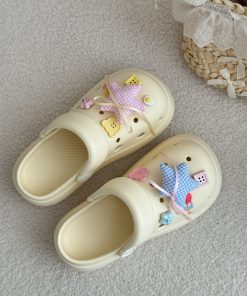 Star-Shaped Non-Slip Hole Shoes for Women - Thick-Soled Height-Increasing Summer Outdoor Slippers