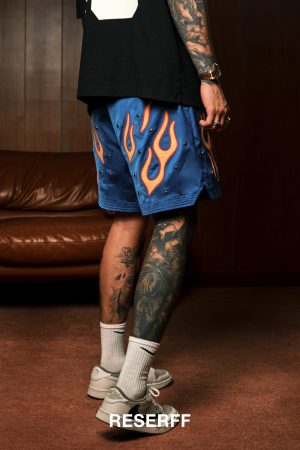 Starlight Flame Retro Metal Structure Mesh Double-Layer Loose Shorts High Street Trend Summer Y2K Fashion