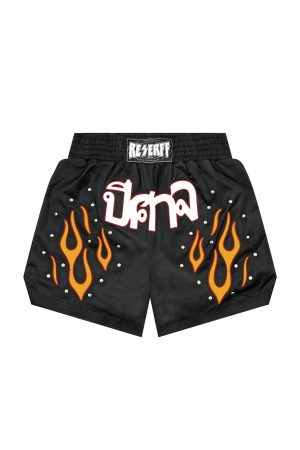 Starlight Flame Retro Metal Structure Mesh Double-Layer Loose Shorts High Street Trend Summer Y2K Fashion
