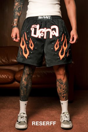 Starlight Flame Retro Metal Structure Mesh Double-Layer Loose Shorts High Street Trend Summer Y2K Fashion