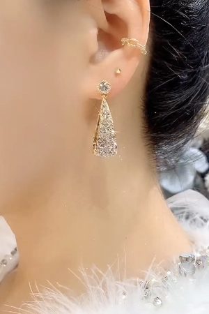 Starry Sky Earrings for Women, French Style Silver Needle, Trendy Light Luxury Ear Drops, Simple Versatile High-End Accessories