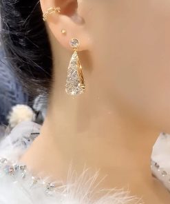 Starry Sky Earrings for Women, French Style Silver Needle, Trendy Light Luxury Ear Drops, Simple Versatile High-End Accessories