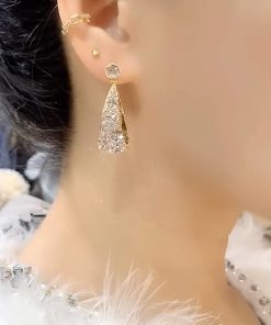 Starry Sky Earrings for Women, French Style Silver Needle, Trendy Light Luxury Ear Drops, Simple Versatile High-End Accessories