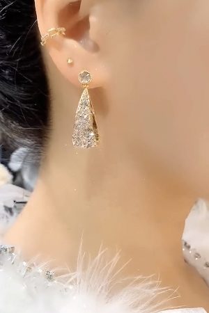 Starry Sky Earrings for Women, French Style Silver Needle, Trendy Light Luxury Ear Drops, Simple Versatile High-End Accessories
