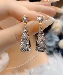 Starry Sky Earrings for Women, French Style Silver Needle, Trendy Light Luxury Ear Drops, Simple Versatile High-End Accessories