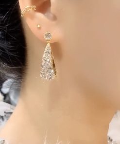Starry Sky Earrings for Women, French Style Silver Needle, Trendy Light Luxury Ear Drops, Simple Versatile High-End Accessories