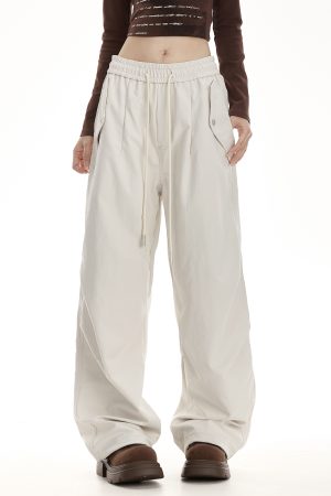 Straight-Leg Wide-Leg Work Pants for Women - Draped Hip-Hop Style, Casual Dance Sports Bottoms, 2025 American Trend