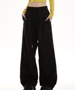 Straight-Leg Wide-Leg Work Pants for Women - Draped Hip-Hop Style, Casual Dance Sports Bottoms, 2025 American Trend