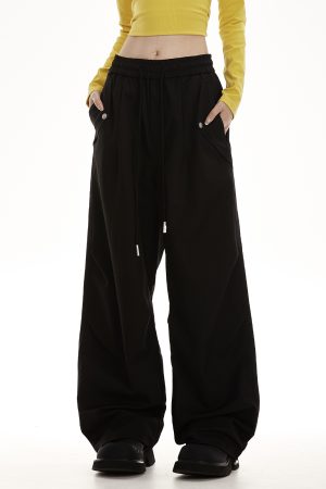Straight-Leg Wide-Leg Work Pants for Women - Draped Hip-Hop Style, Casual Dance Sports Bottoms, 2025 American Trend