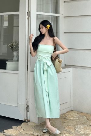 Strapless Bow Tie Waist-Cinching Long Dress - Summer Slimming Style for Effortless Elegance