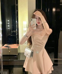 Strapless French-Style Dress for Women - Waist-Cinching, Irregular Hem, Sexy Sweet & Spicy Short Summer Skirt