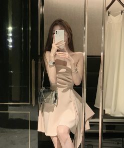 Strapless French-Style Dress for Women - Waist-Cinching, Irregular Hem, Sexy Sweet & Spicy Short Summer Skirt