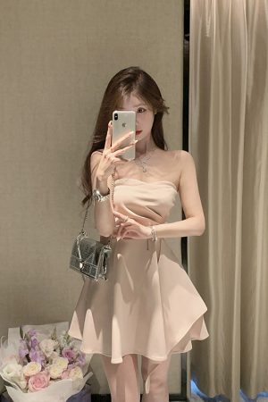 Strapless French-Style Dress for Women - Waist-Cinching, Irregular Hem, Sexy Sweet & Spicy Short Summer Skirt