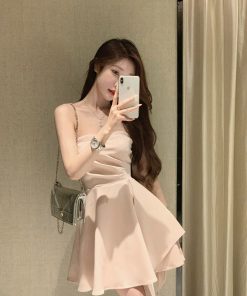 Strapless French-Style Dress for Women - Waist-Cinching, Irregular Hem, Sexy Sweet & Spicy Short Summer Skirt