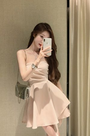 Strapless French-Style Dress for Women - Waist-Cinching, Irregular Hem, Sexy Sweet & Spicy Short Summer Skirt