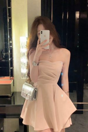Strapless French-Style Dress for Women - Waist-Cinching, Irregular Hem, Sexy Sweet & Spicy Short Summer Skirt