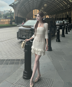 Strapless Knitted Dress and Cardigan Set in Pure Cotton - Women's Casual Fashion, Perfect for 90s and Y2K Inspired Looks