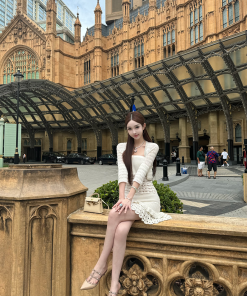 Strapless Knitted Dress and Cardigan Set in Pure Cotton - Women's Casual Fashion, Perfect for 90s and Y2K Inspired Looks