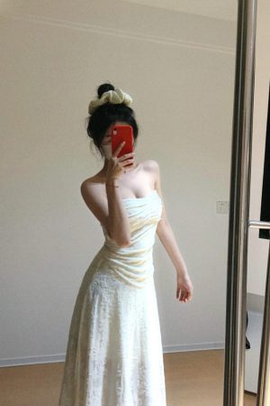 Strapless Pleated One-Shoulder Dress for Women - French Style, Waist-Cinching High-End Summer Fashion
