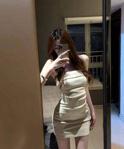 Strapless Waist-Cinching French-Style Bodycon Mini Dress for Women, Elegant Sexy Summer Fashion