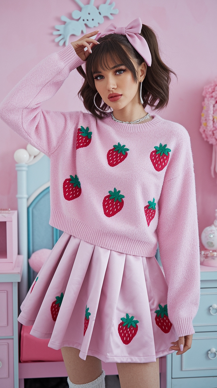 Strawberry Sweater Outfit: Cozy Looks for Chilly Days outfit idea