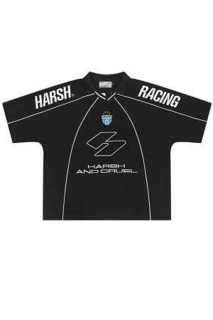Street Hip-Hop Casual Polo Shirt with Embroidered Football Design - Loose Fit, National Trend, Sports Style