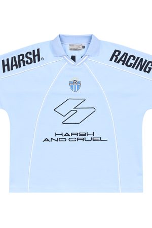 Street Hip-Hop Casual Polo Shirt with Embroidered Football Design - Loose Fit, National Trend, Sports Style