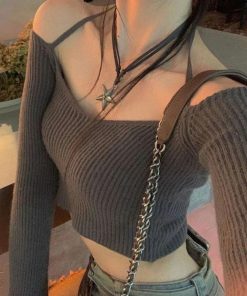 Street Modest Outfits, Ribbon Mini Dress - Y2K Sweater