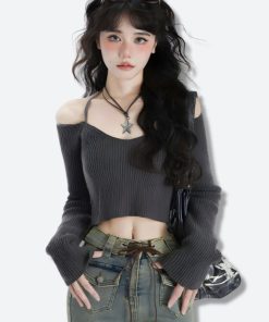 Street Modest Outfits, Ribbon Mini Dress - Y2K Sweater