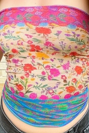 Street Style Dopamine Strapless Tank Top - Slim Fit Colorful Youthful Top for Versatile 90s and Y2K Fashion