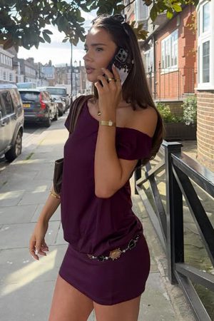 Street Style One-Shoulder Bodycon Dress - Sexy Low-Waist Short Skirt, Two-Way Wear for Women, European American Fashion