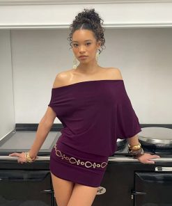 Street Style One-Shoulder Bodycon Dress - Sexy Low-Waist Short Skirt, Two-Way Wear for Women, European American Fashion