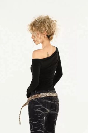 Street Styles, Bohol - Y2K Rhinestone One Shoulder Top