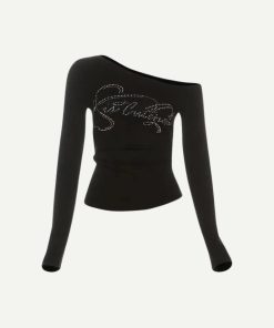 Street Styles, Bohol - Y2K Rhinestone One Shoulder Top