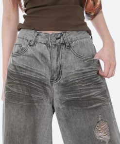 Street Styles, Pastel Outfit - Distressed Wide Leg Jeans